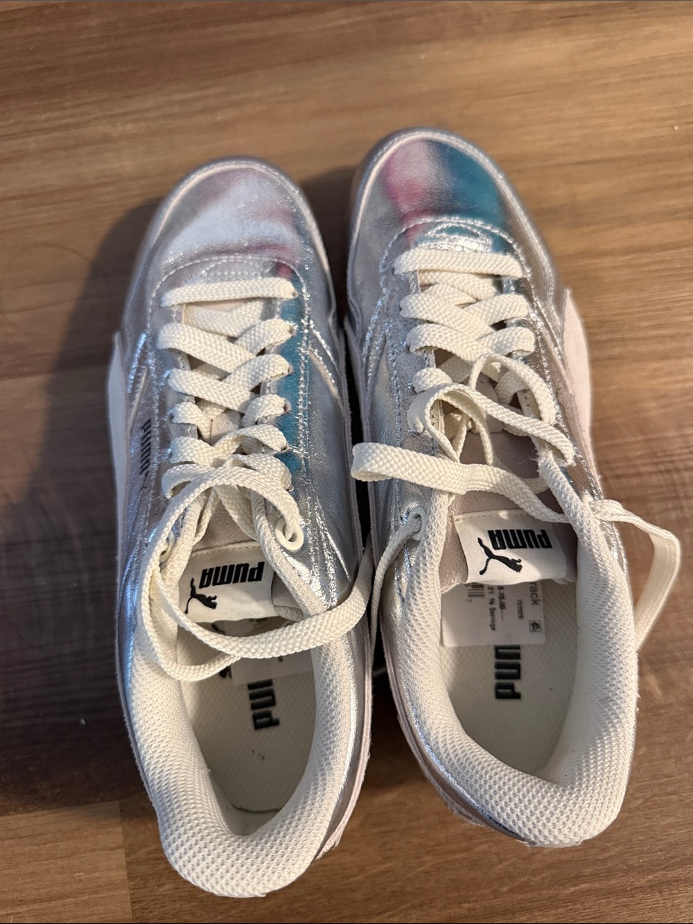 Puma Sliver Iridescent Lace-Up Sneakers with Pastel Accents